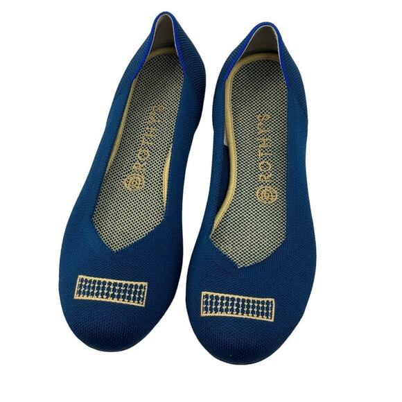 Rothy's The Ballet Flat Slip-On Comfortable Blue Holiday Licorice Size W9.5 NWOB - Picture 7 of 9